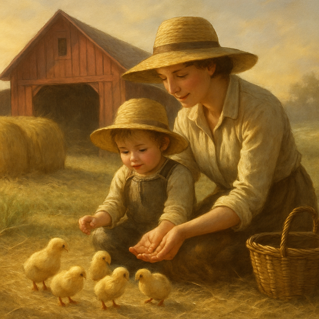 Farm Morning Feeding Chicks DIY paint by numbers