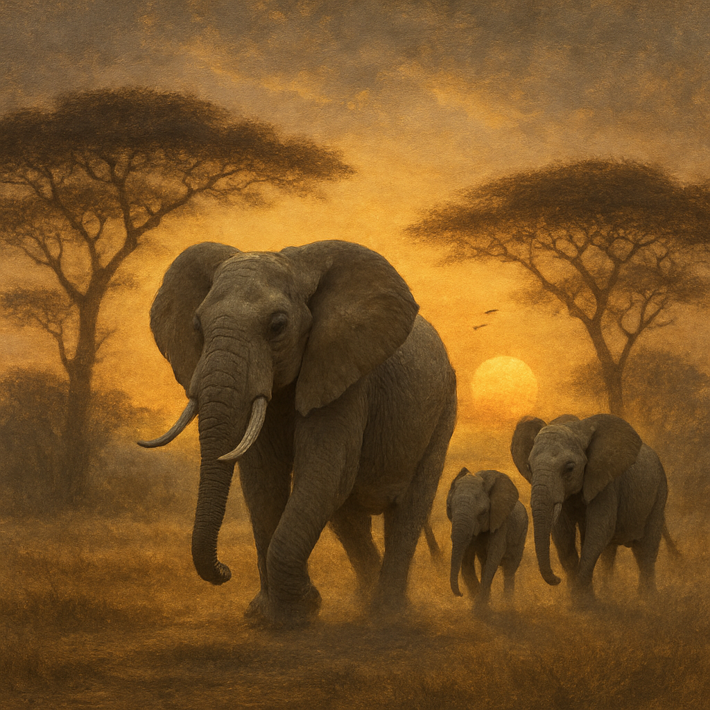 Elephant Savannah Memory Numbered painting kits