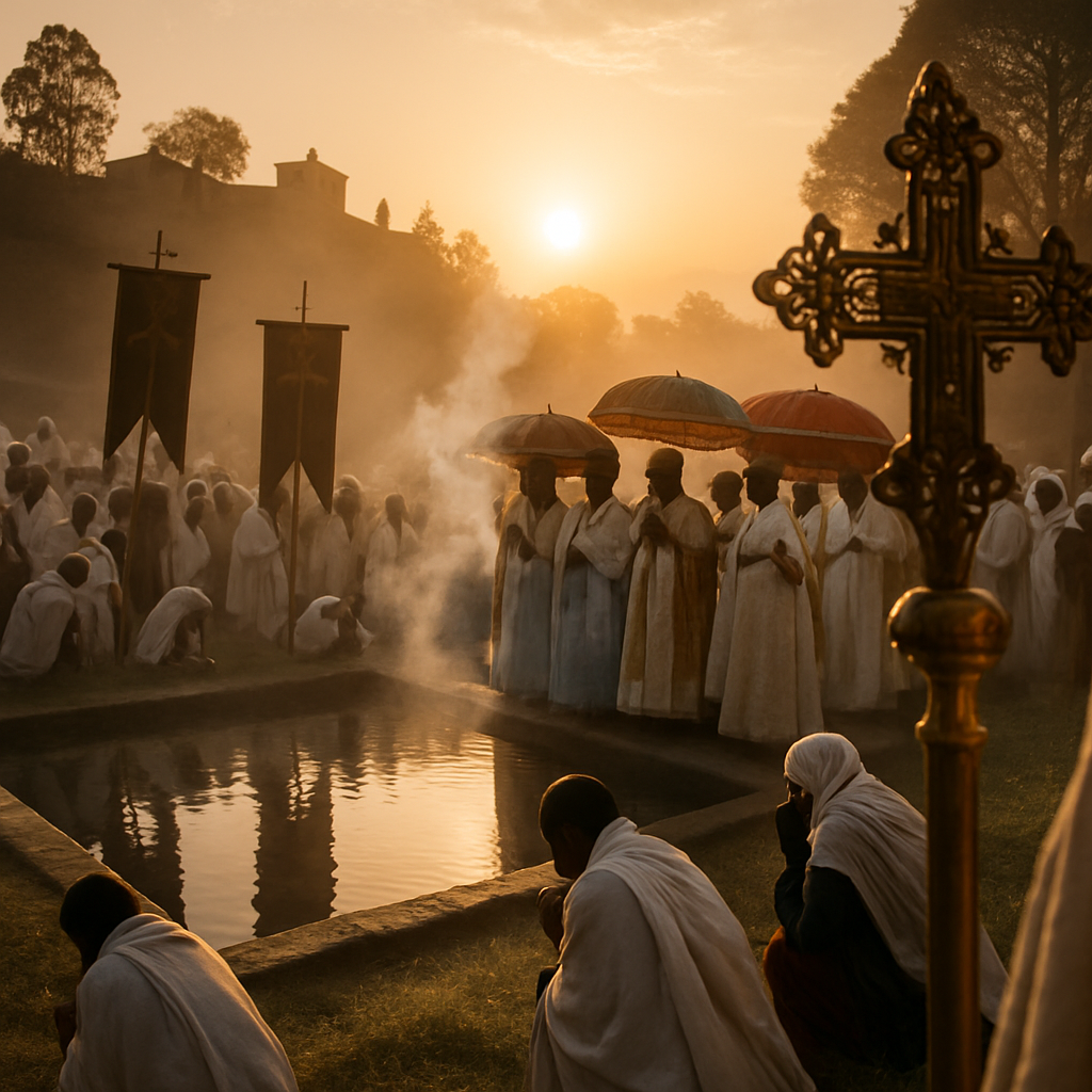 Timkat Festival Blessing At Dawn In Lalibela paint by color