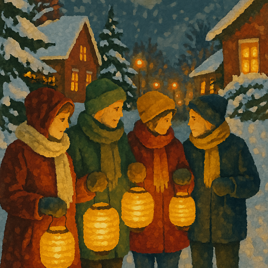 Lanterns On Frost Lane Painting by numbers kit