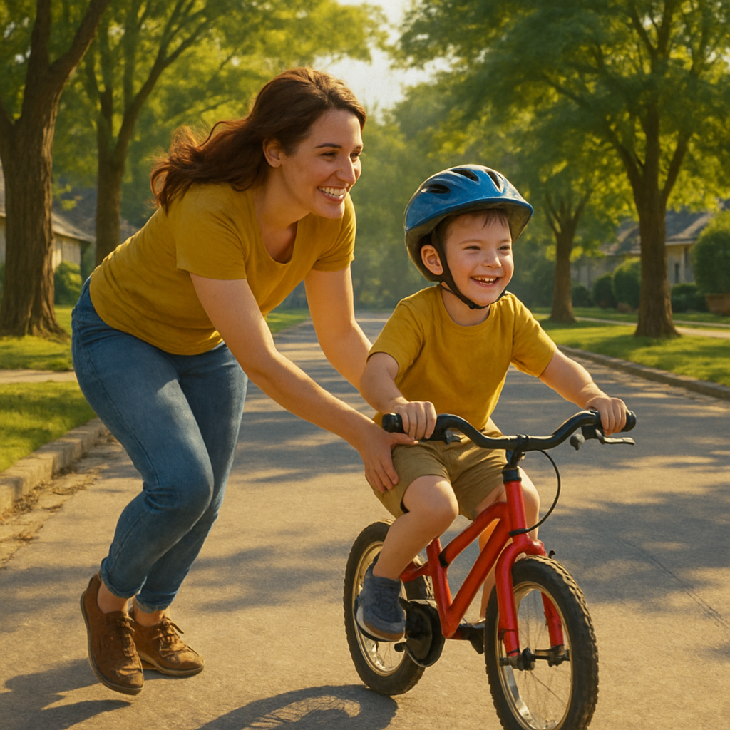Mother Teaching Bicycle Balance Paint by numbers kits