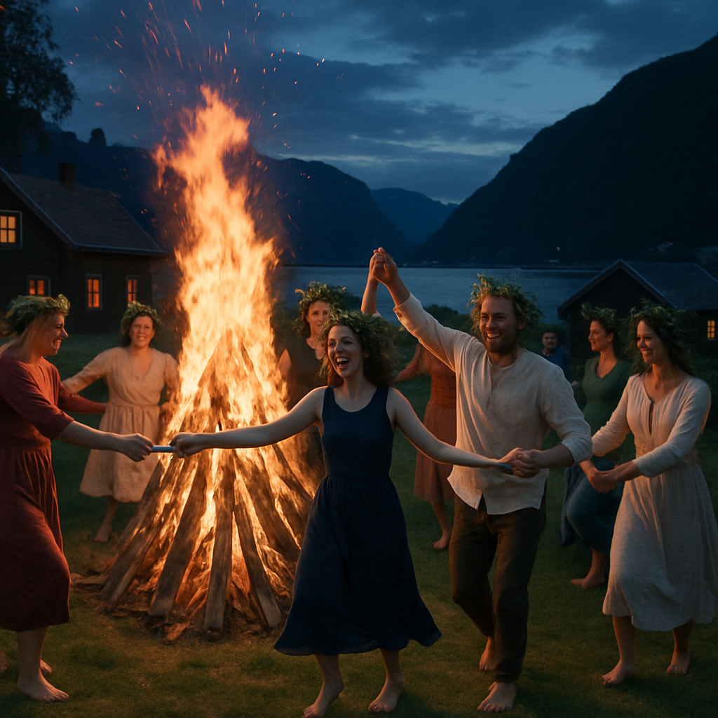 Midsummer Bonfire Nordic Village Paint by numbers kits