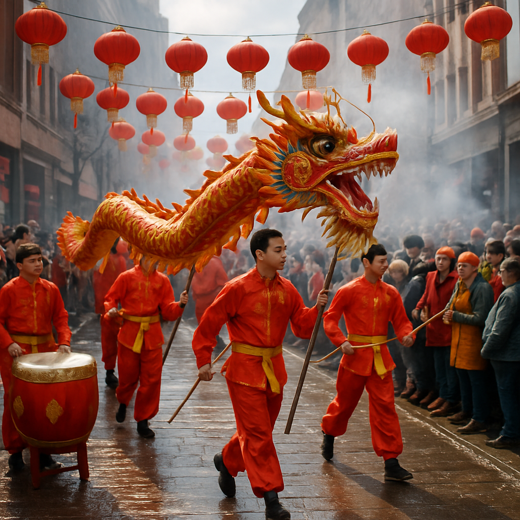Chinese New Year Dragon Dance Parade Paint by numbers kits