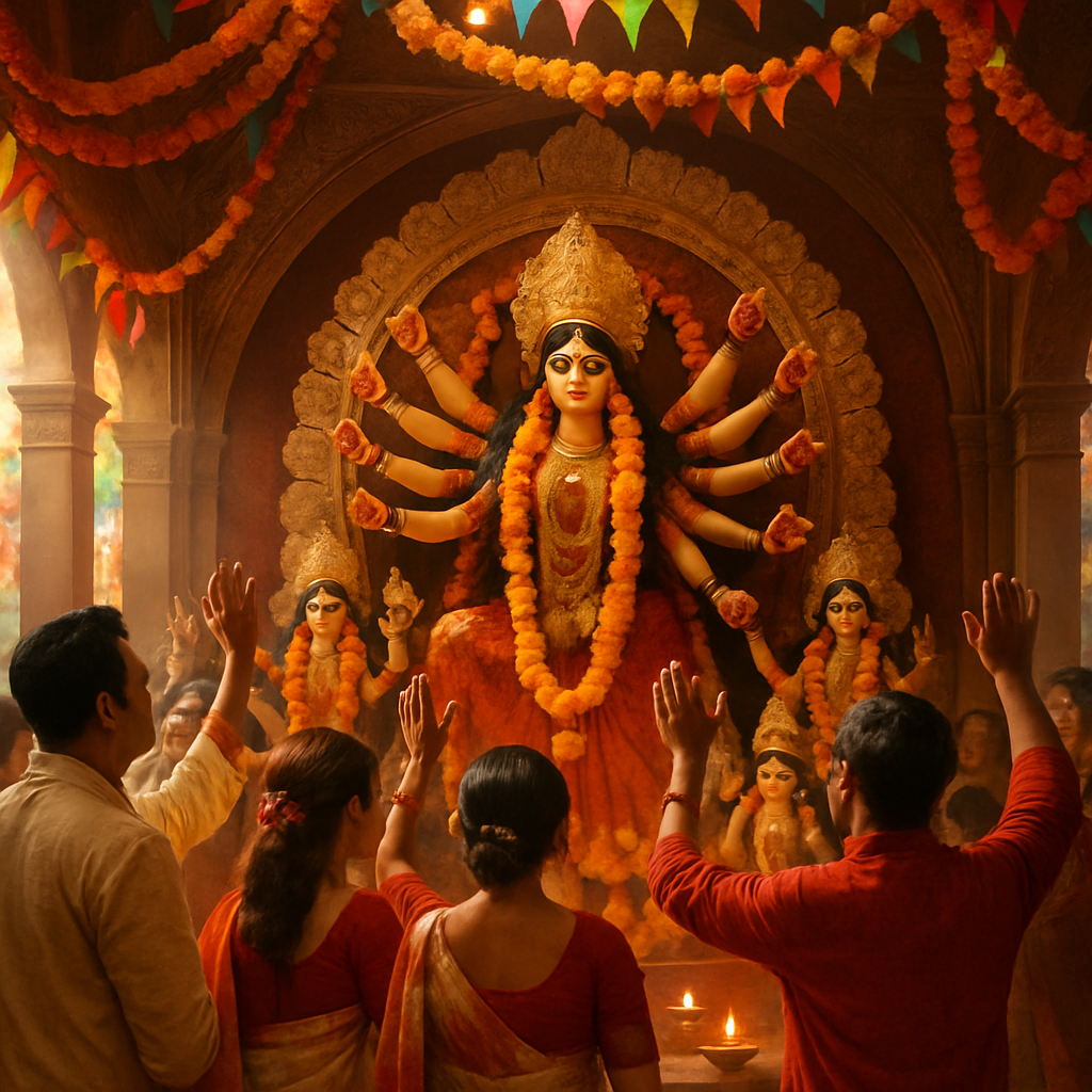 Durga Puja Celebration paint by color