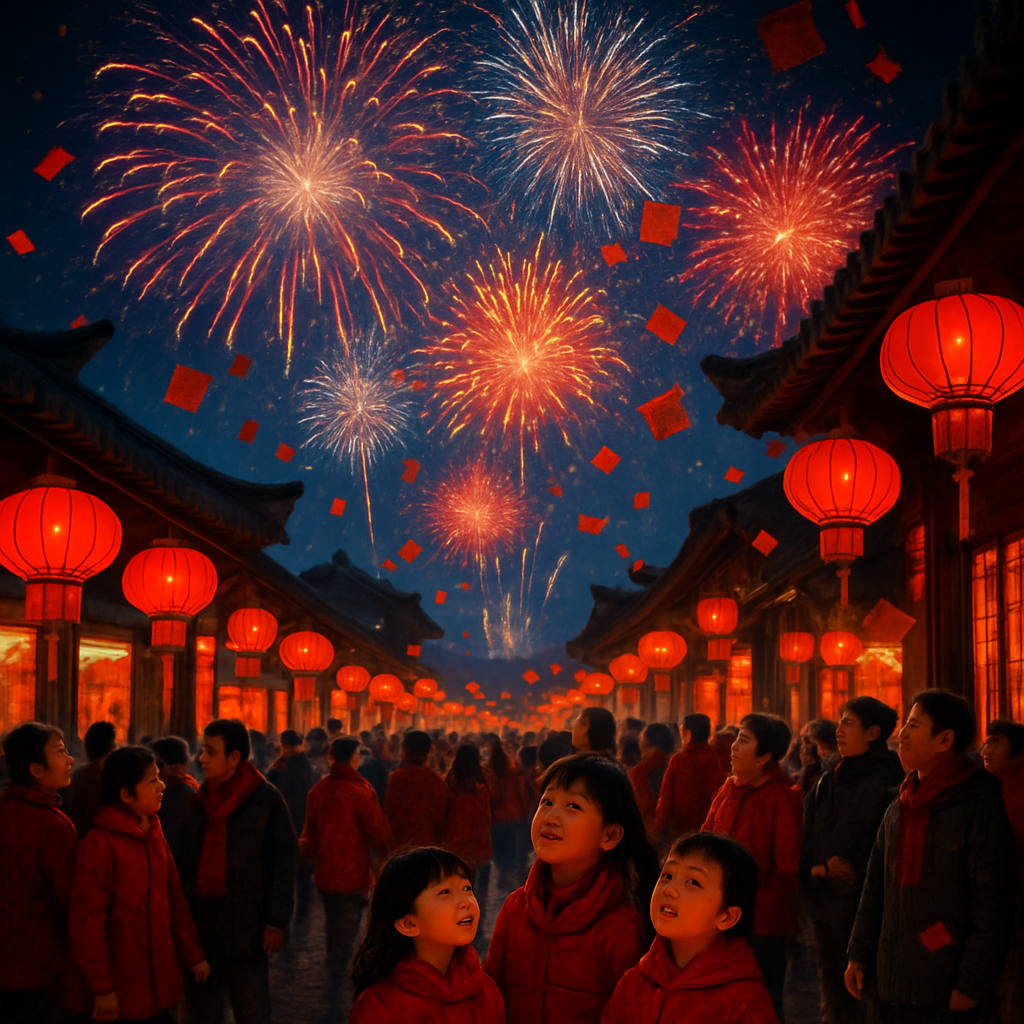 Chinese New Year Fireworks Number painting