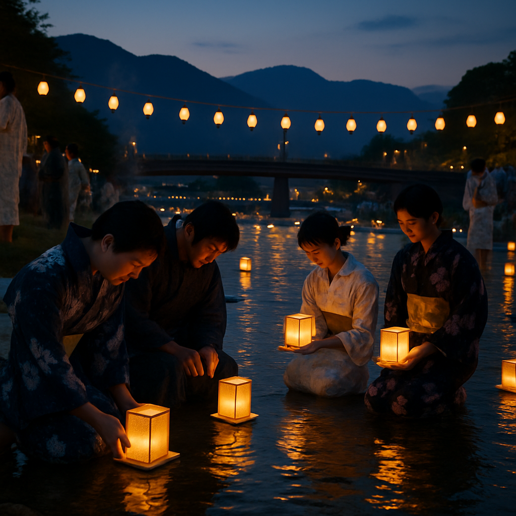 Obon Lantern Floating Ceremony In Kyoto Number painting