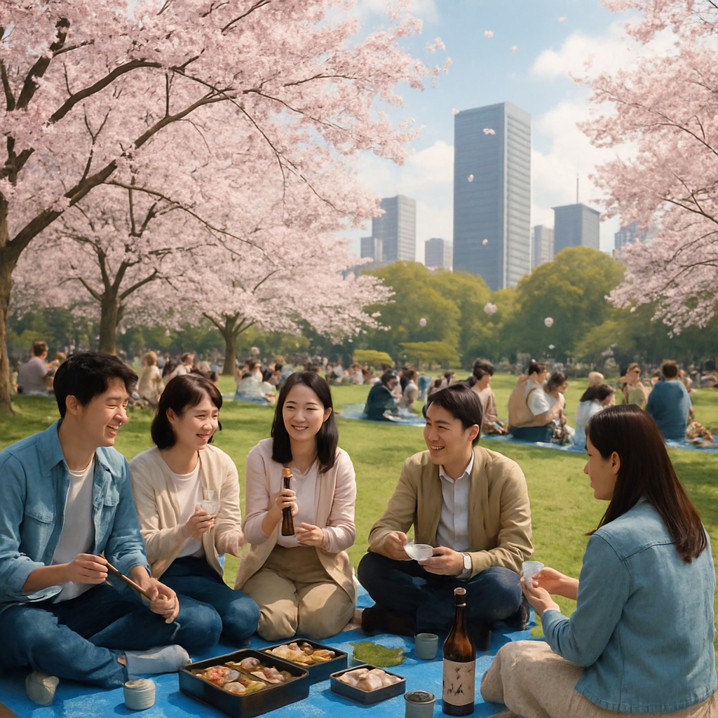 Cherry Blossom Festival Picnic In Tokyo Painting by numbers kit