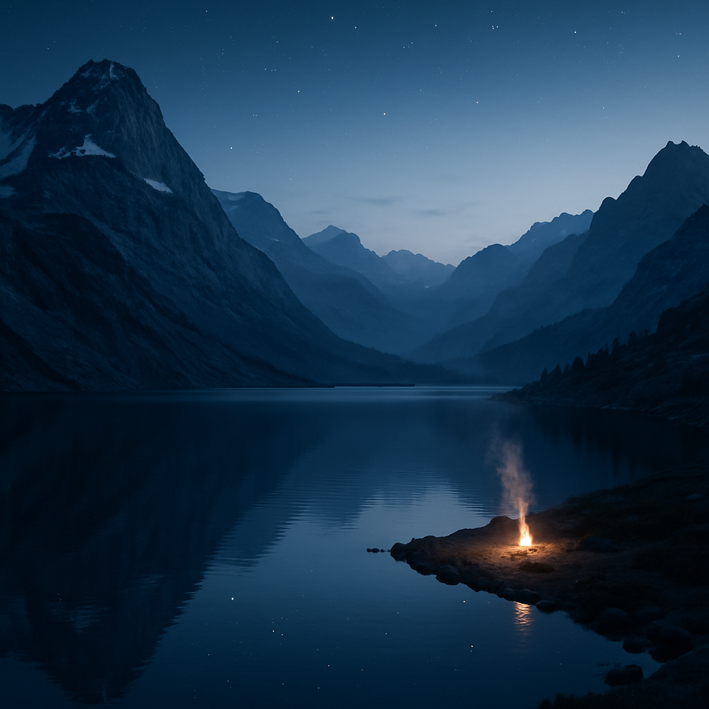 Mountain Echoes At Blue Hour Paint by numbers art