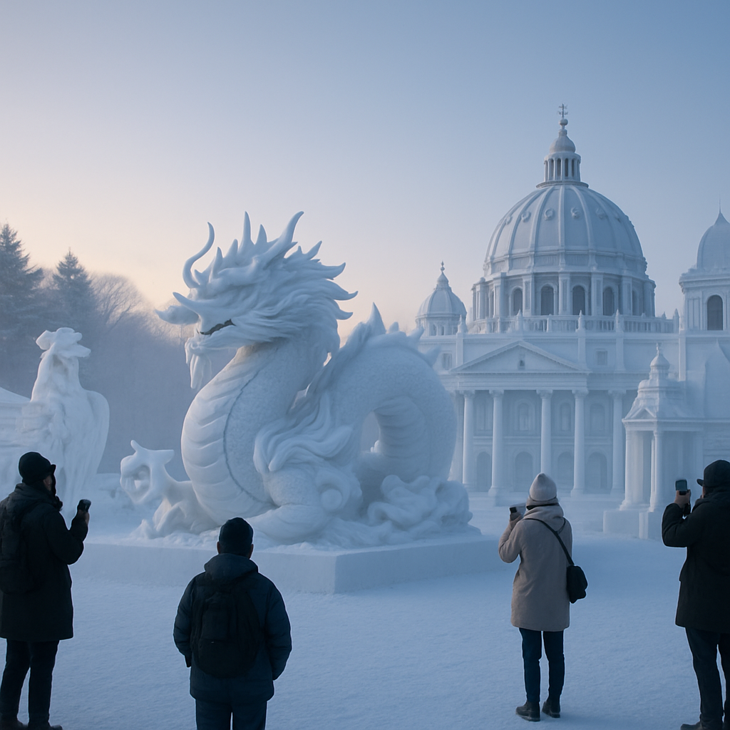 Sapporo Snow Festival Sculptures At Dawn Paint by numbers art