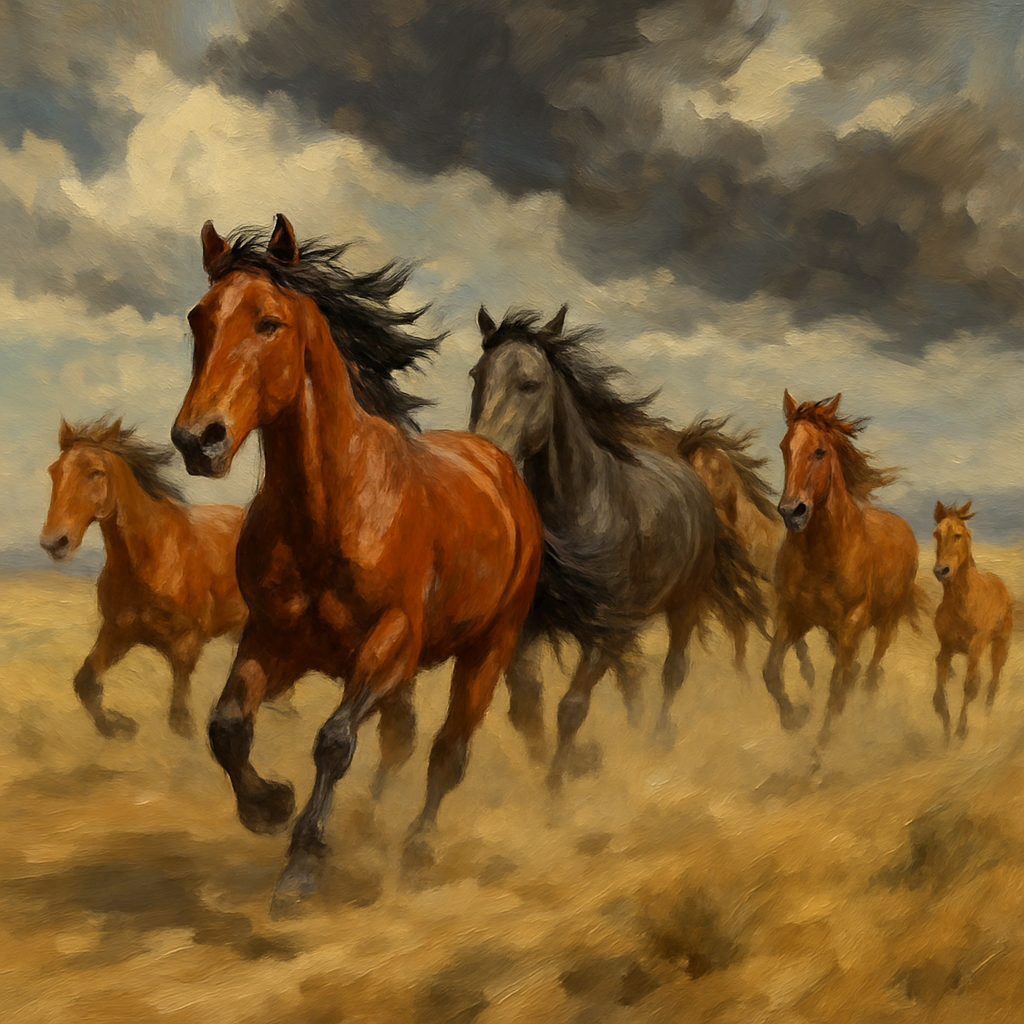 Horse Wildgrass Thunder Run Number painting
