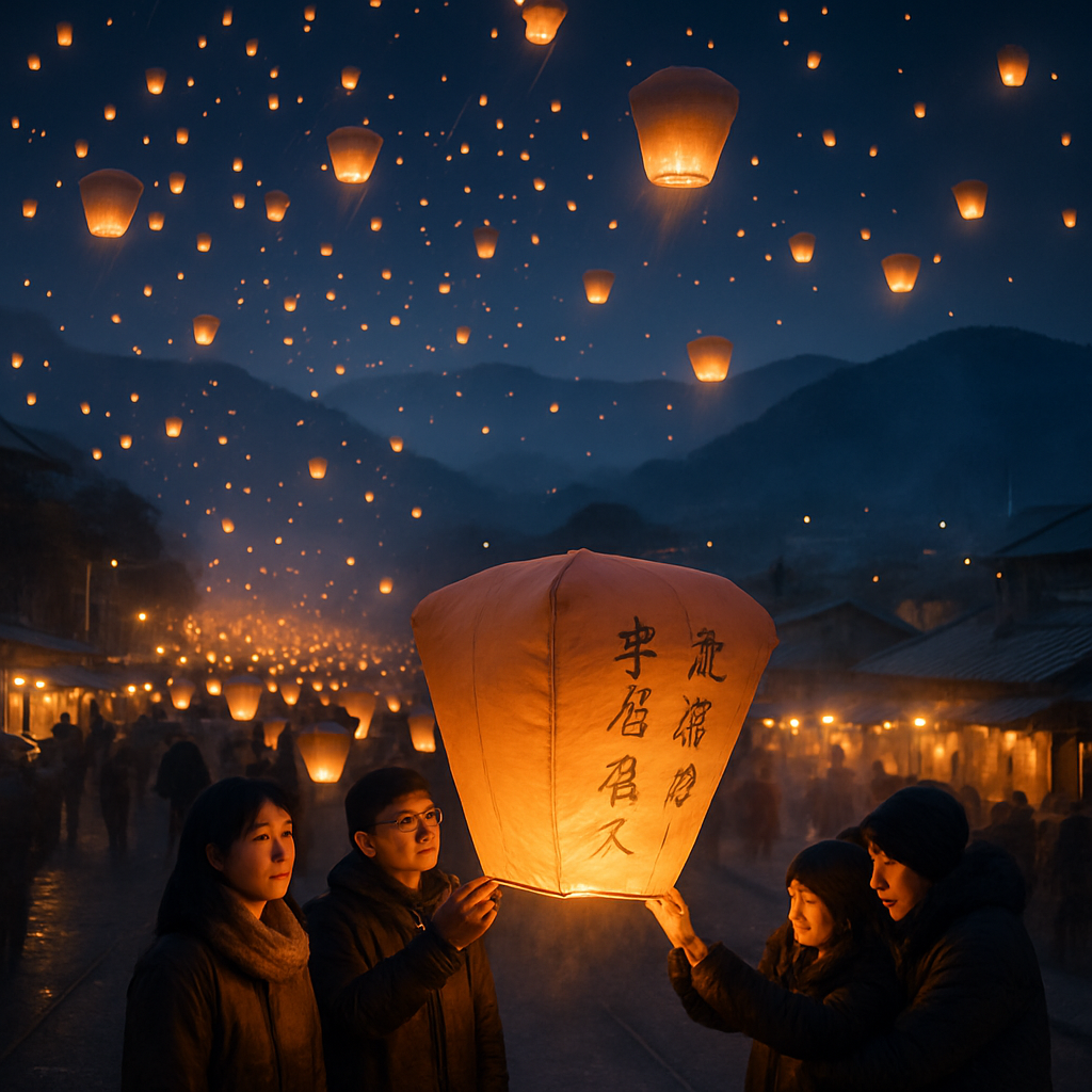 Pingxi Lanterns Ascend Over New Taipei DIY paint by numbers