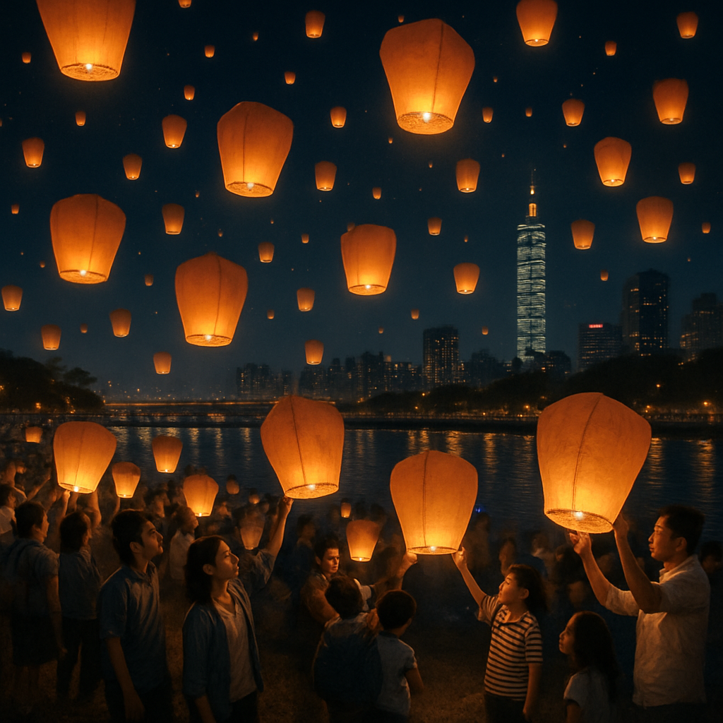 Taipei Lantern Festival Sky Paint by numbers art