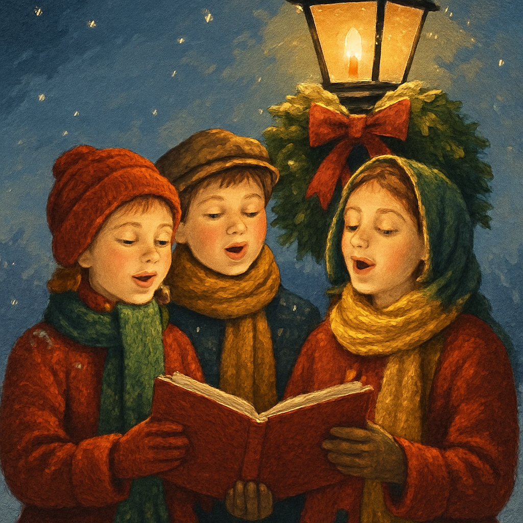 Twilight Wreath Carollers Paint by numbers art