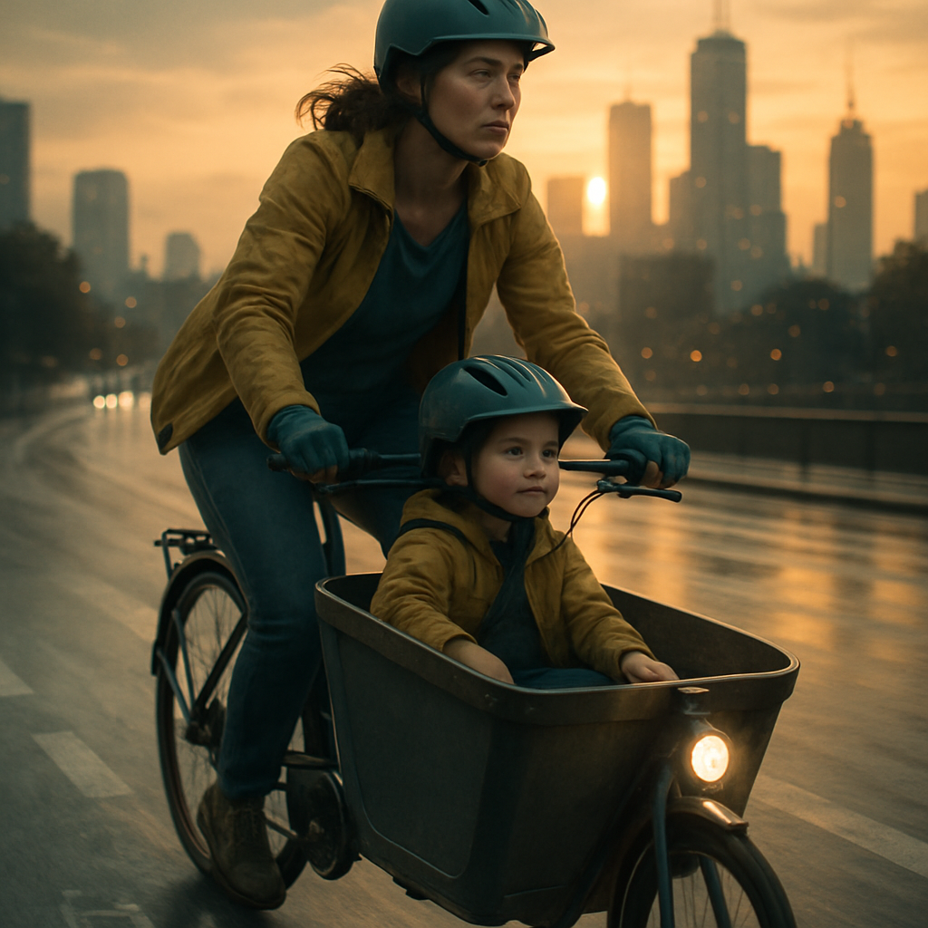 Bike Trailer Sunset Commute Number painting