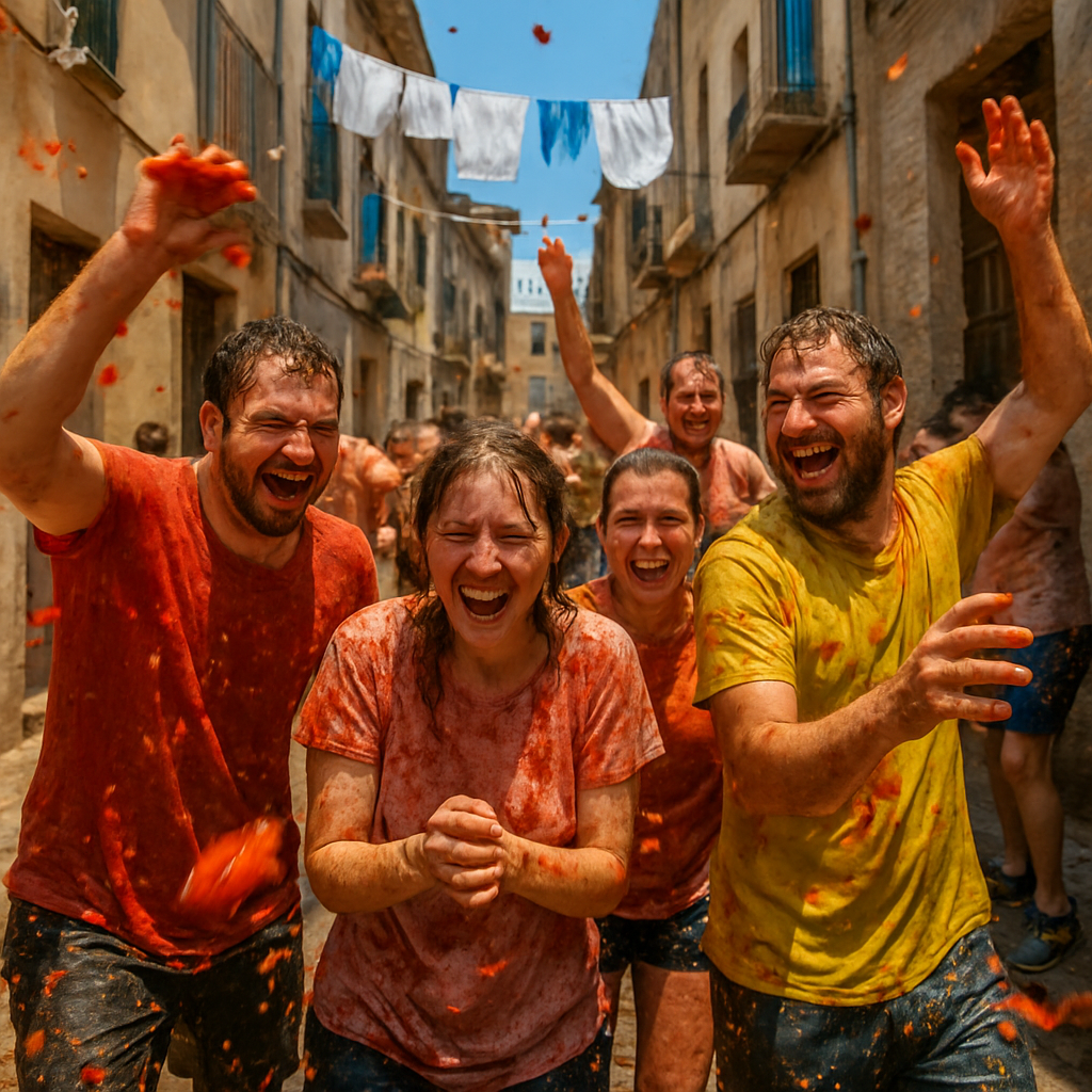 La Tomatina Tomato Fight In Buñol Spain paint by numbers