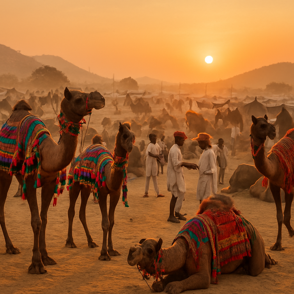 Pushkar Camel Fair At Sunrise In India Paint by numbers kits