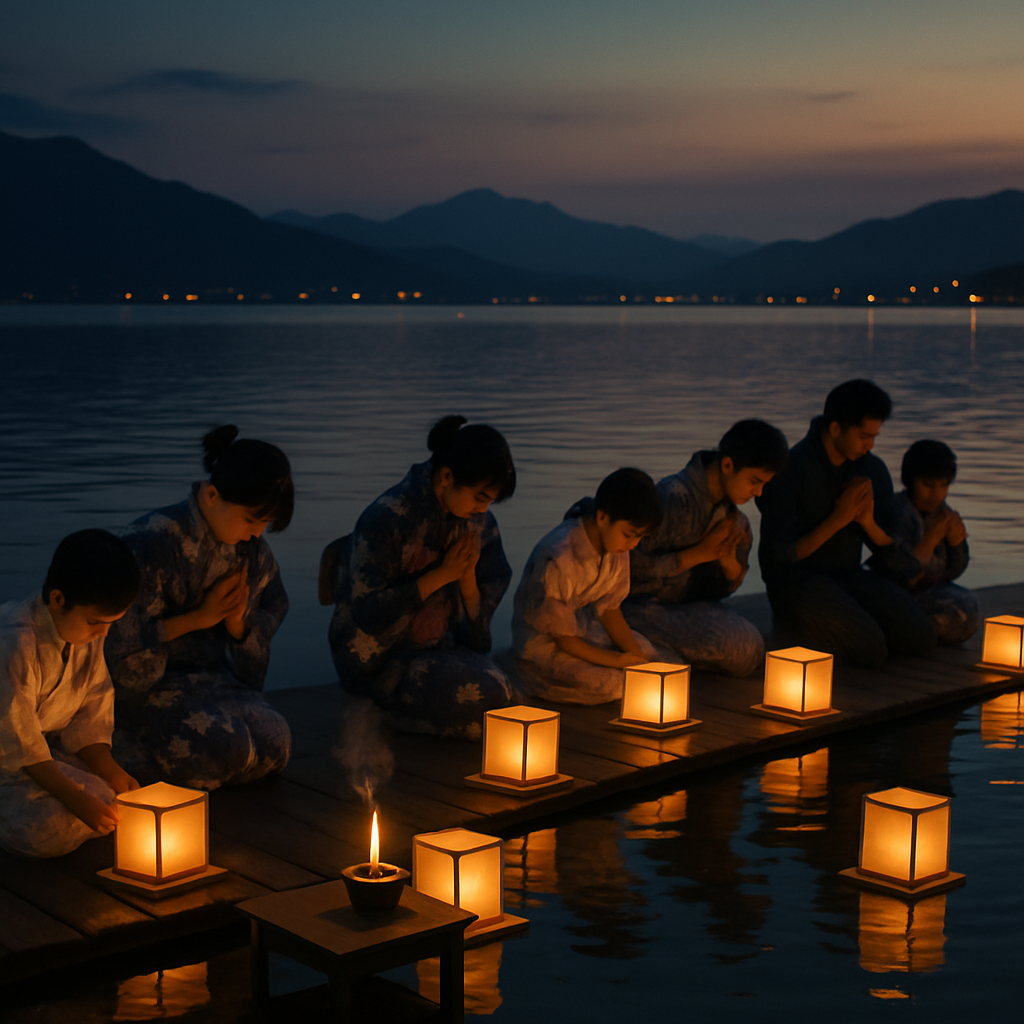 Obon Lantern Floating On Lake Biwa Numbered painting kits