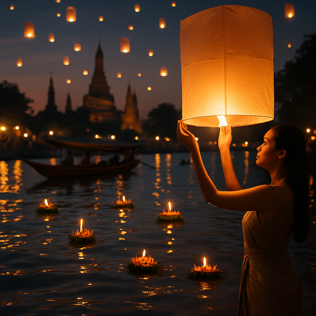 Floating Light Loy Krathong painting number kit