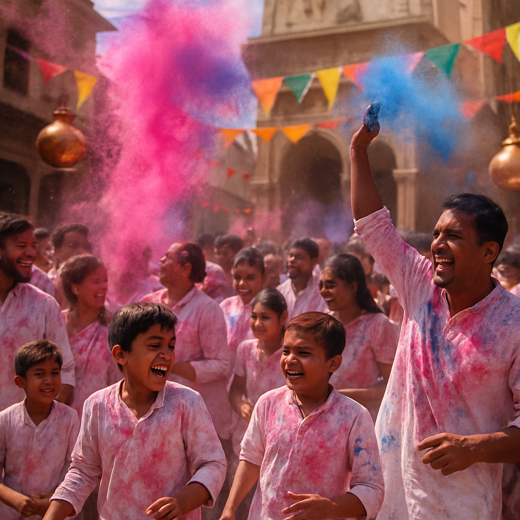 Holi Celebration In Mathura paint by number