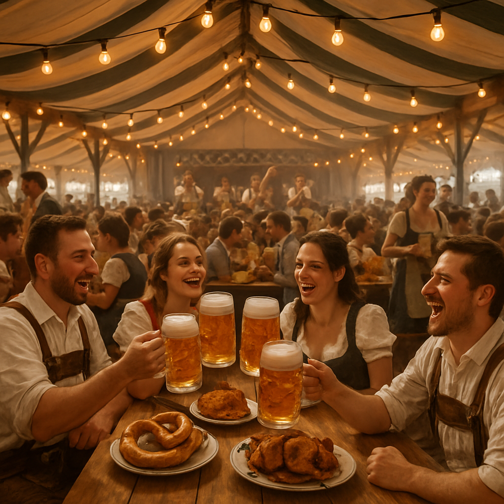 Oktoberfest Beer Tent Long Table Number painting