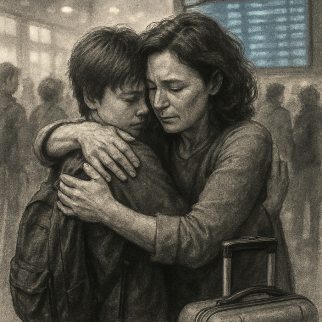 Quiet Airport Goodbye Hug painting number kit