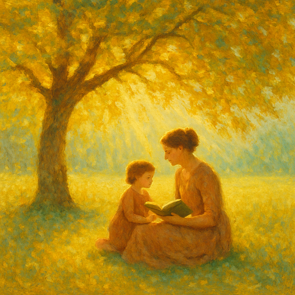 Sunlit Afternoon With Mom And Child DIY paint by numbers