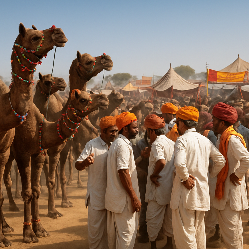 India Pushkar Camel Fair Trading Scene paint by number