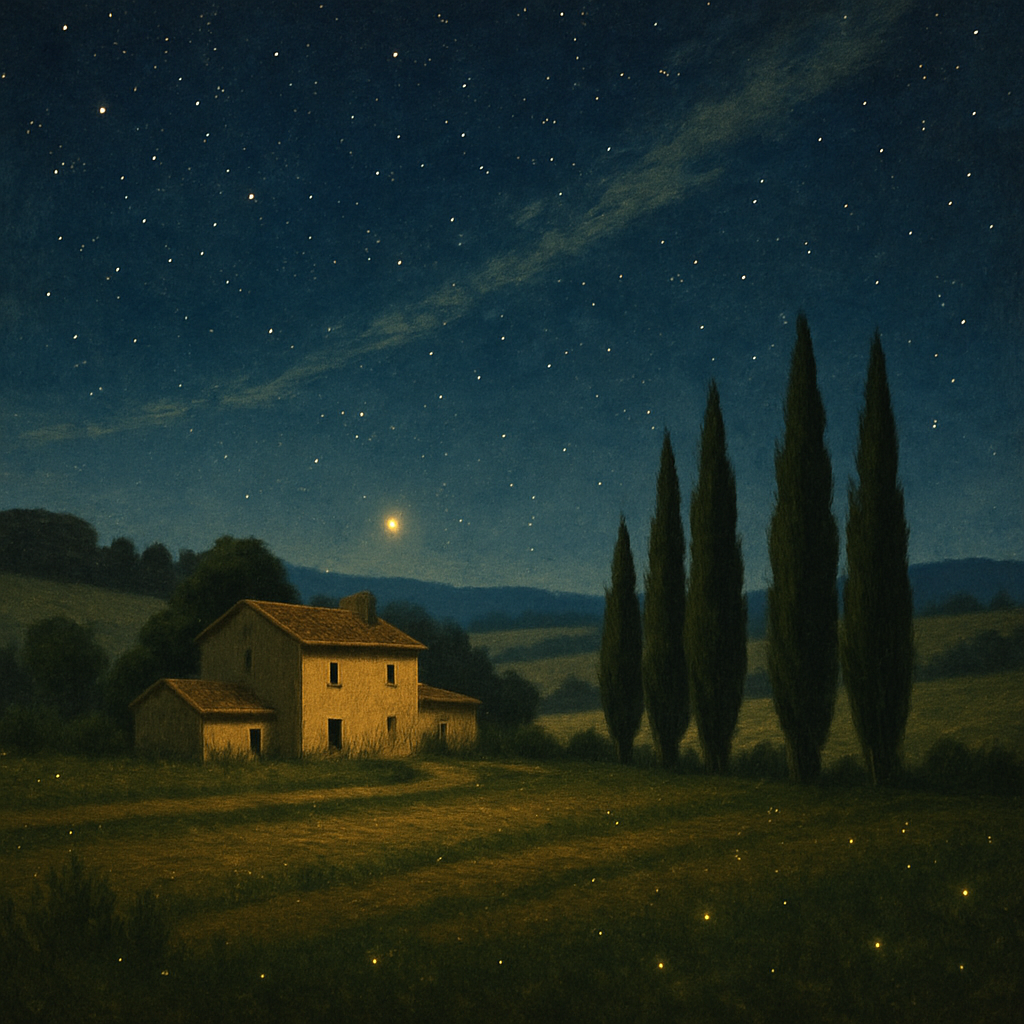Tuscany Cypress Under Stars Tuscany Paint by numbers art
