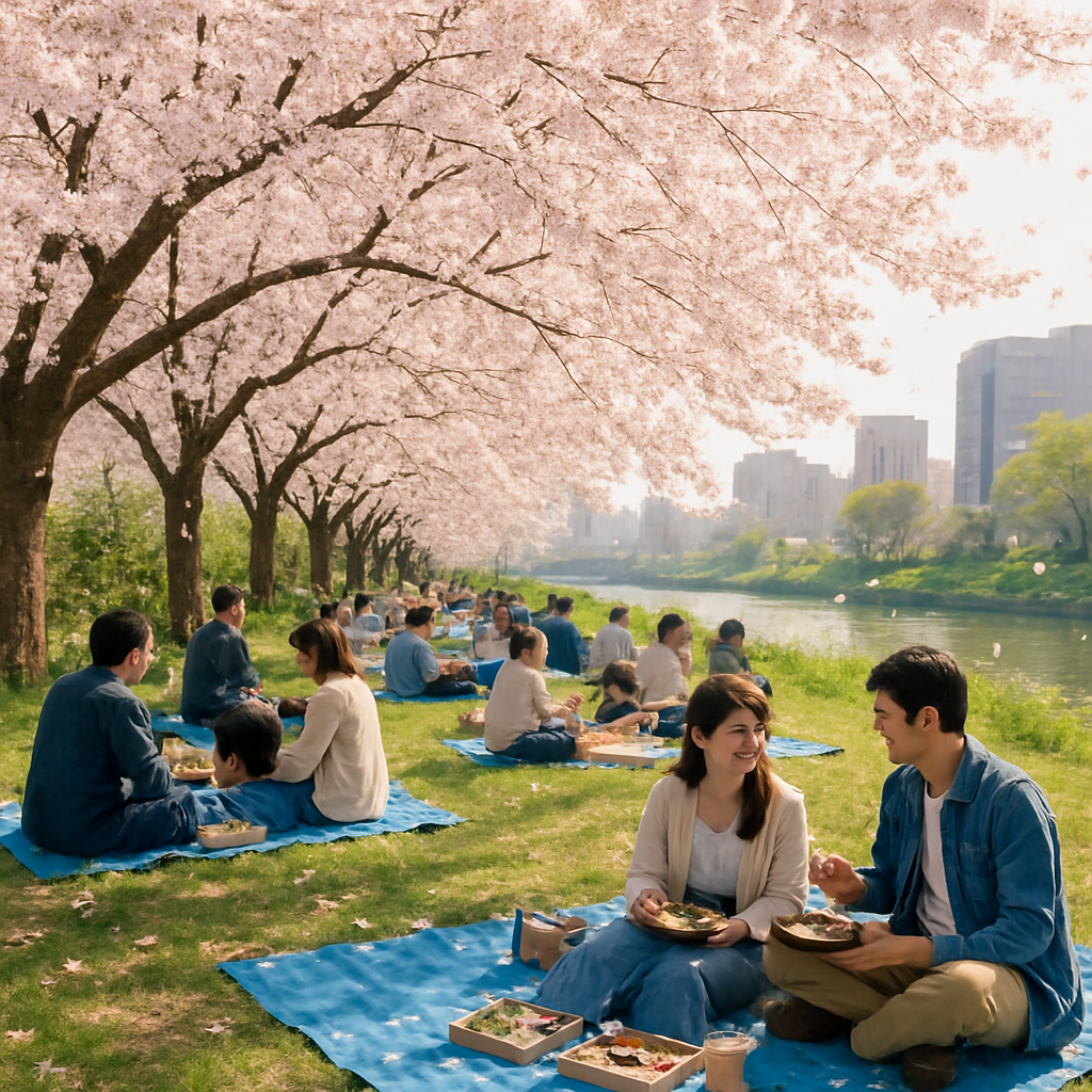 Cherry Blossom Festival Hanami In Tokyo paint by color