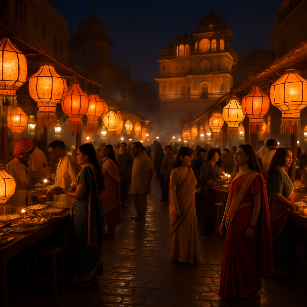Diwali Festival Lantern Market In Jaipur paint by number