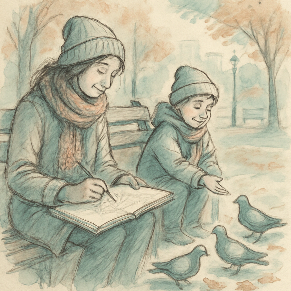Park Bench Morning Sketch Numbered painting kits