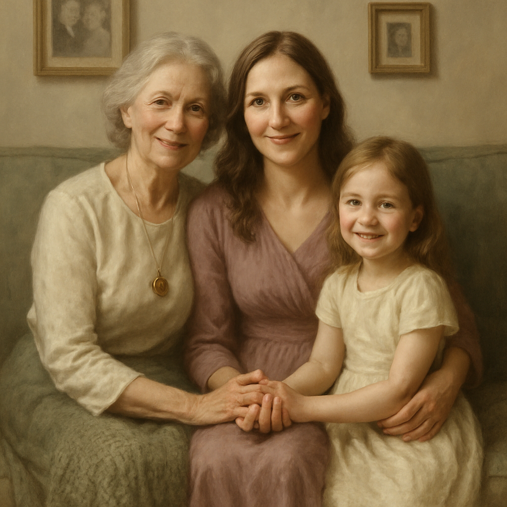 Grandma Mother Generations Portrait paint by color