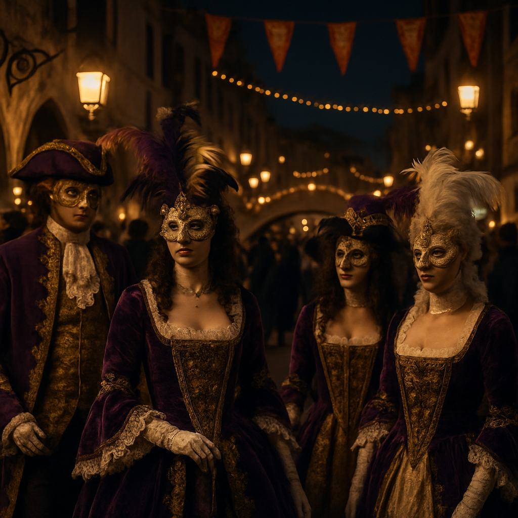 Venetian Carnival Masquerade Street Scene paint by numbers