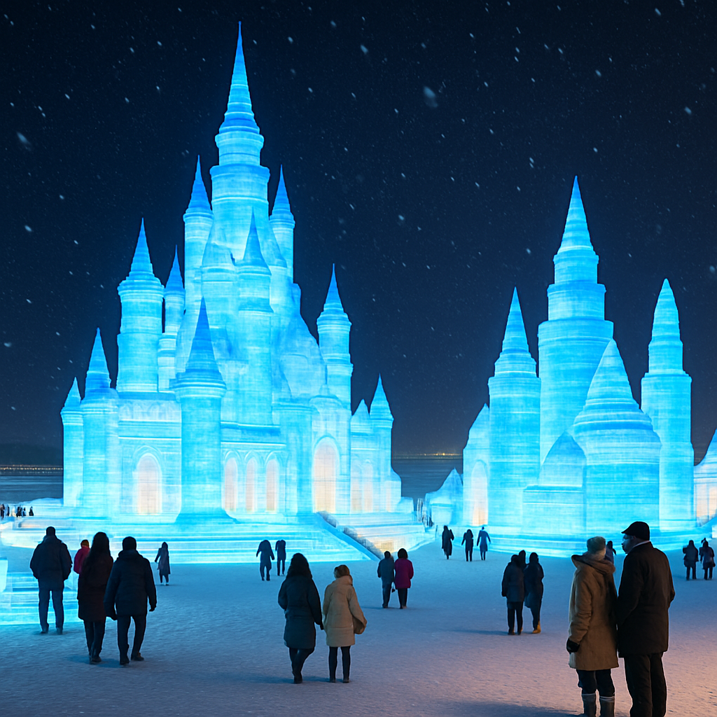 Harbin Ice Festival Night Sculptures paint by numbers