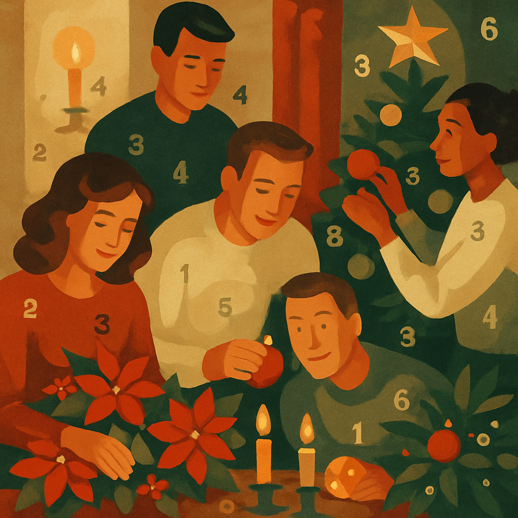 Poinsettia Parlor Cheer Paint by numbers art