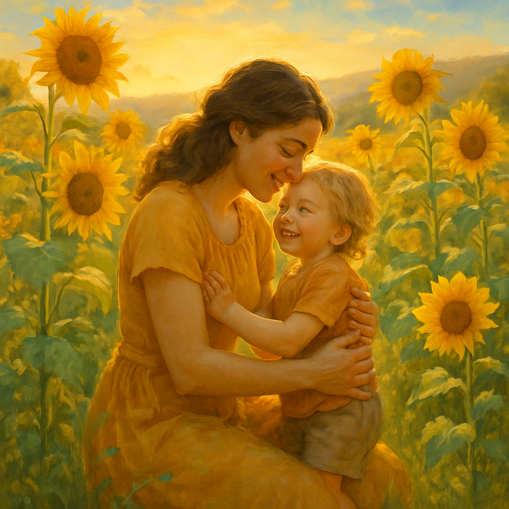 Sunflower Field Mothers Embrace Number painting