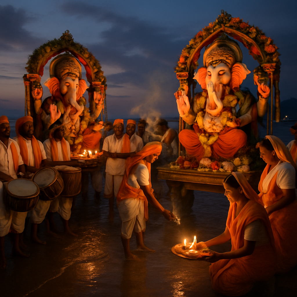 Ganesh Visarjan Riverside Procession paint by number