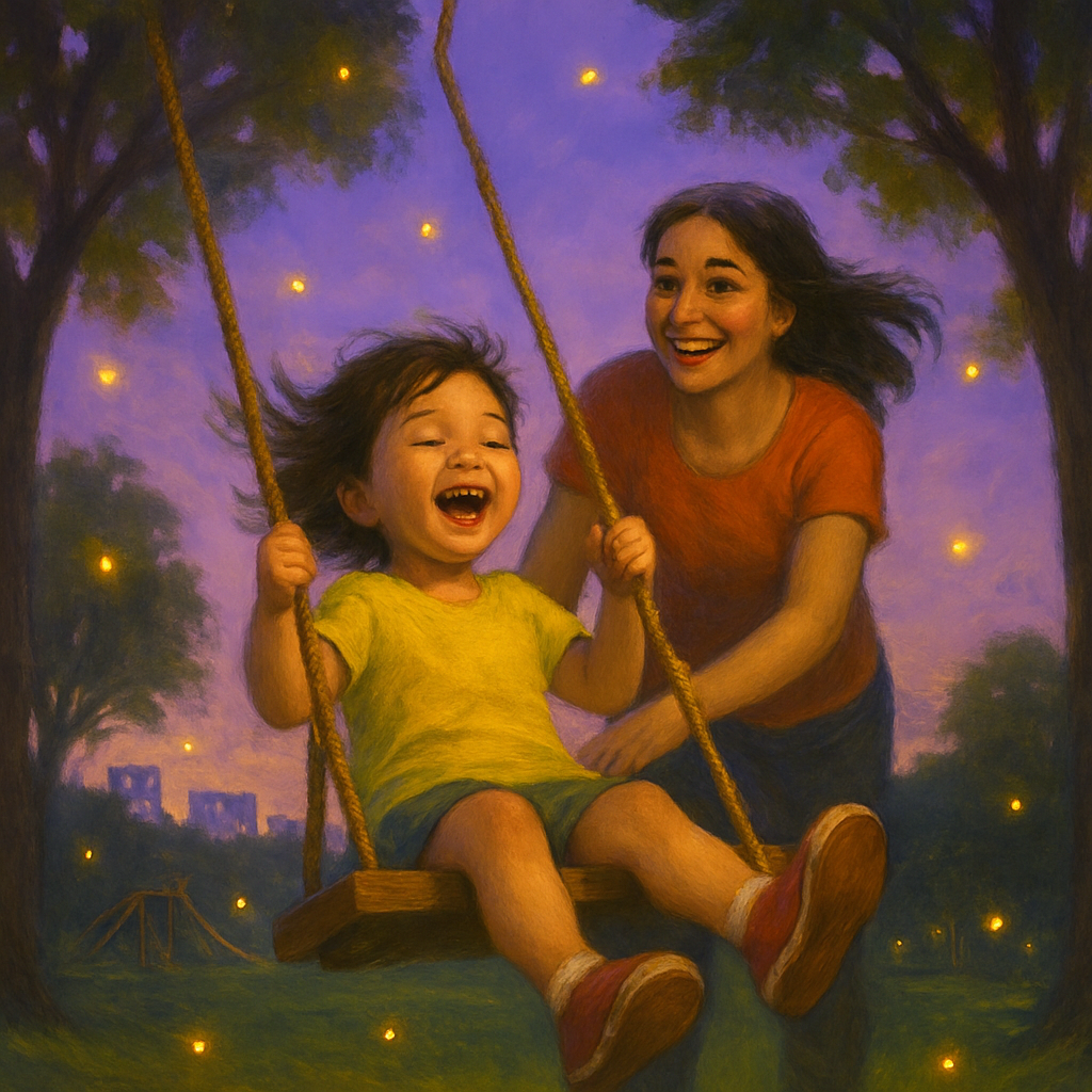 Swing Set Laughter At Twilight paint by number