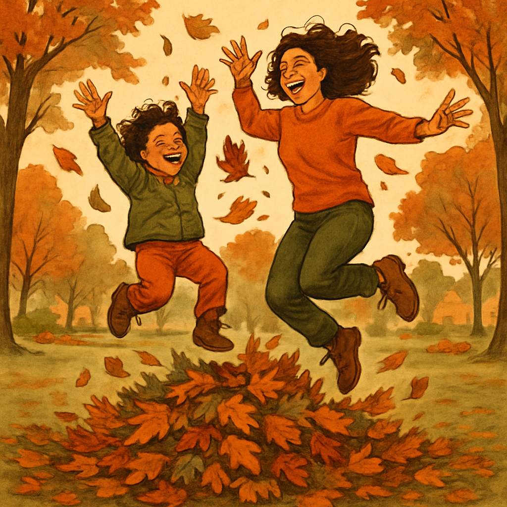 Autumn Leaf Pile Jump painting number kit