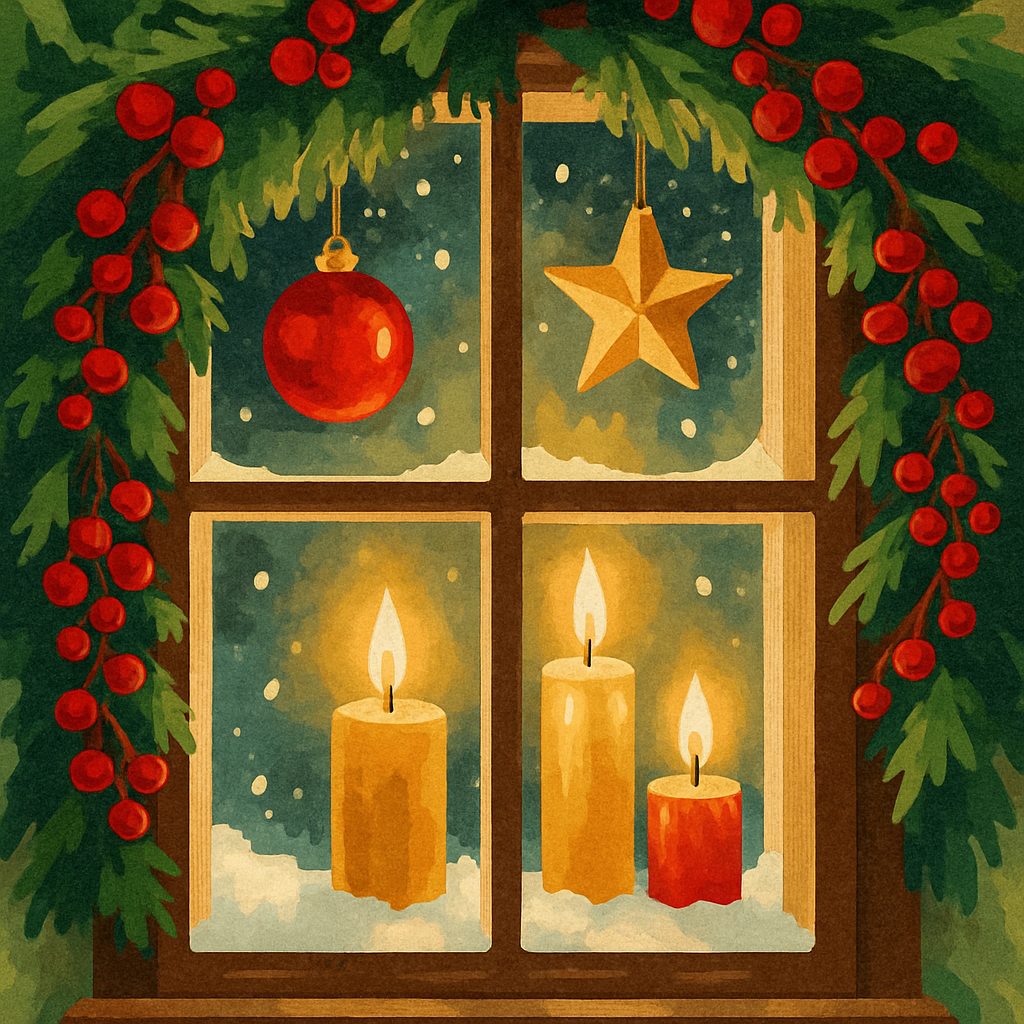 Garlanded Winter Window painting number kit