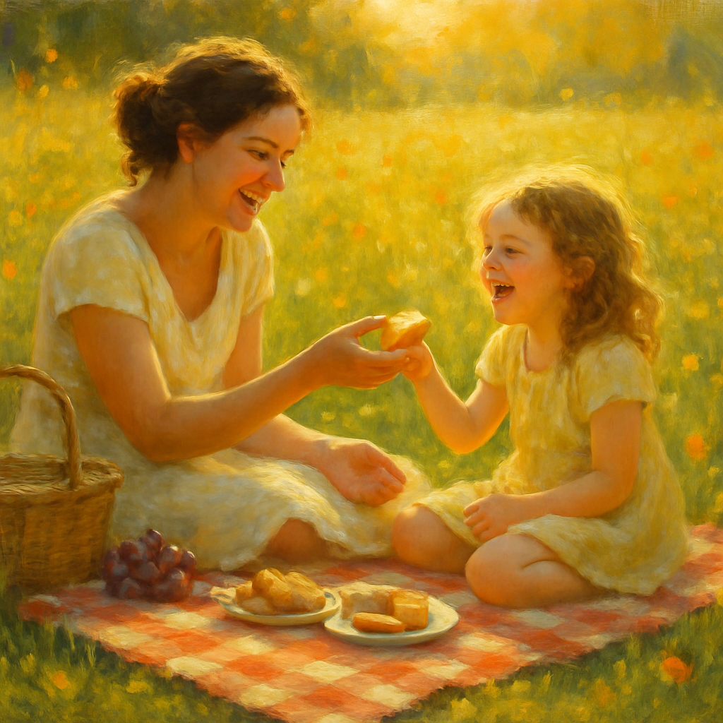 Sunlit Picnic With Mom Number painting