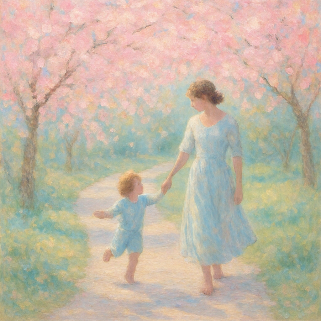 Evening Stroll Beneath Cherry Blossoms Numbered painting kits