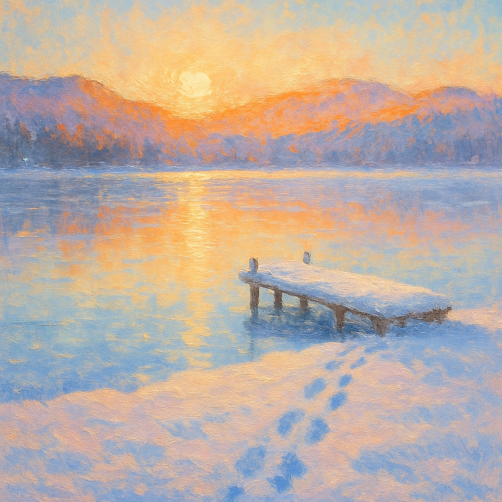 Sunrise Over Frozen Lake Numbered painting kits