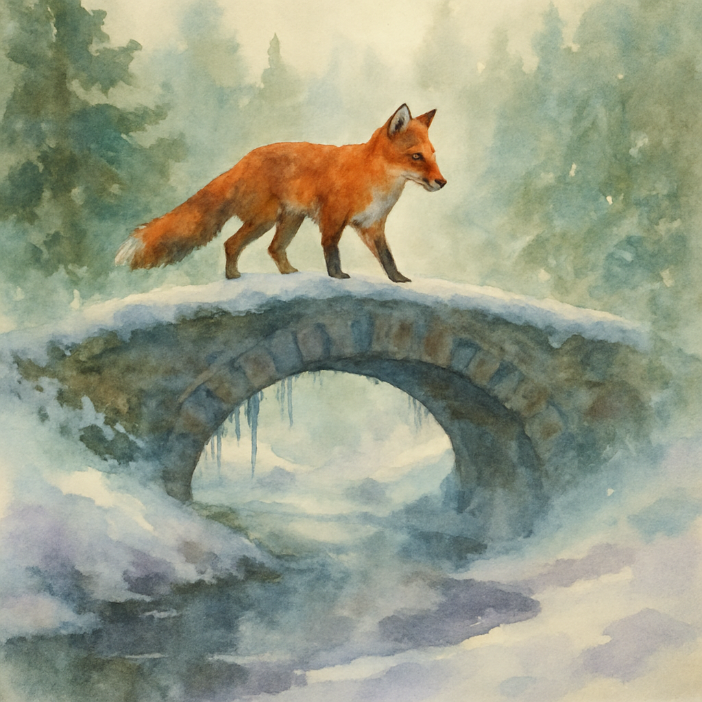 Fox At The Frosted Bridge Painting by numbers kit