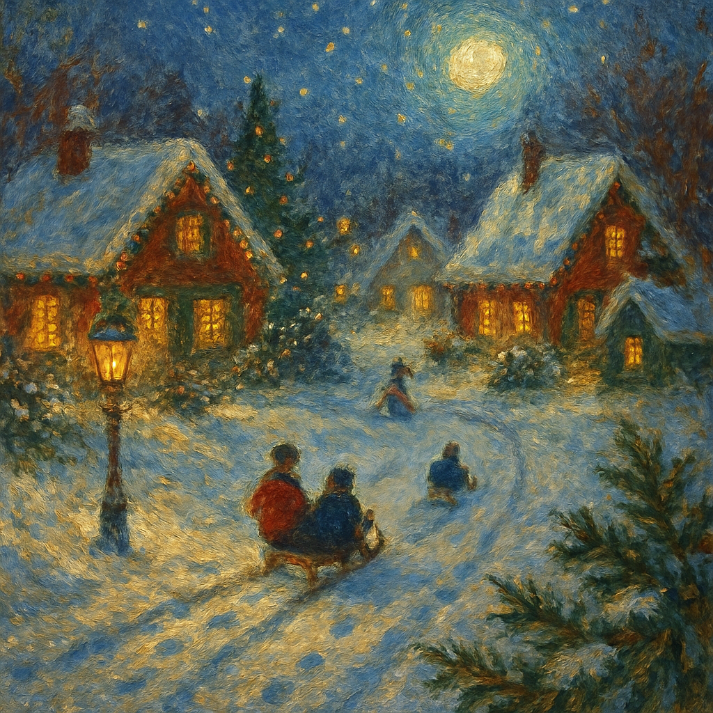 Moonlit Snow Village Painting by numbers kit
