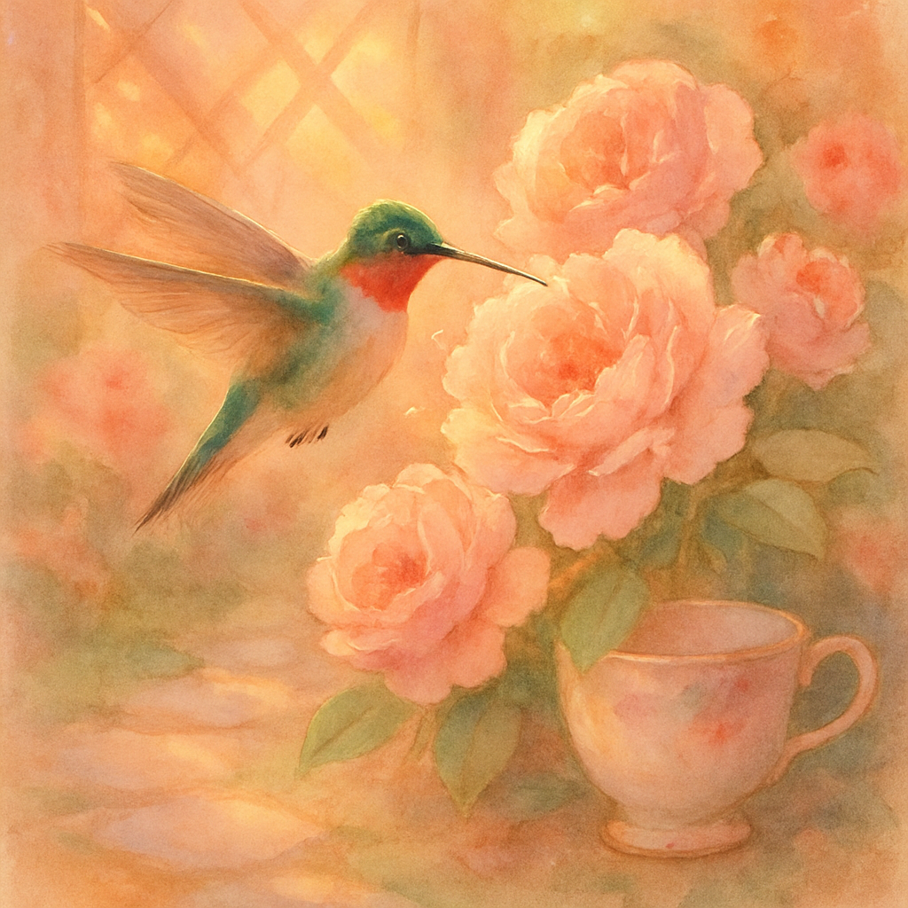 Hummingbird Tea Garden DIY paint by numbers