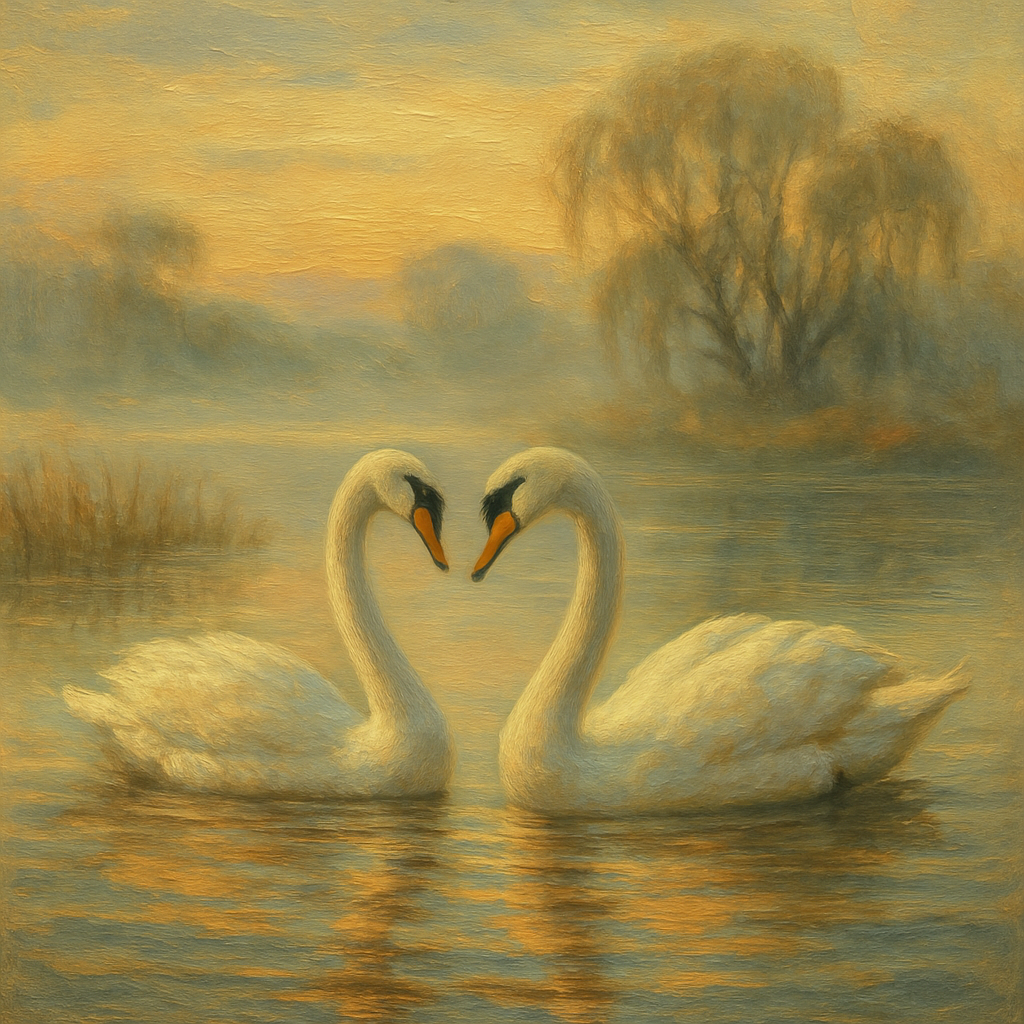 Misty Swan Embrace Painting by numbers kit
