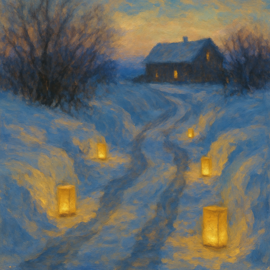 Lanterns On Snowdrift Lane DIY paint by numbers