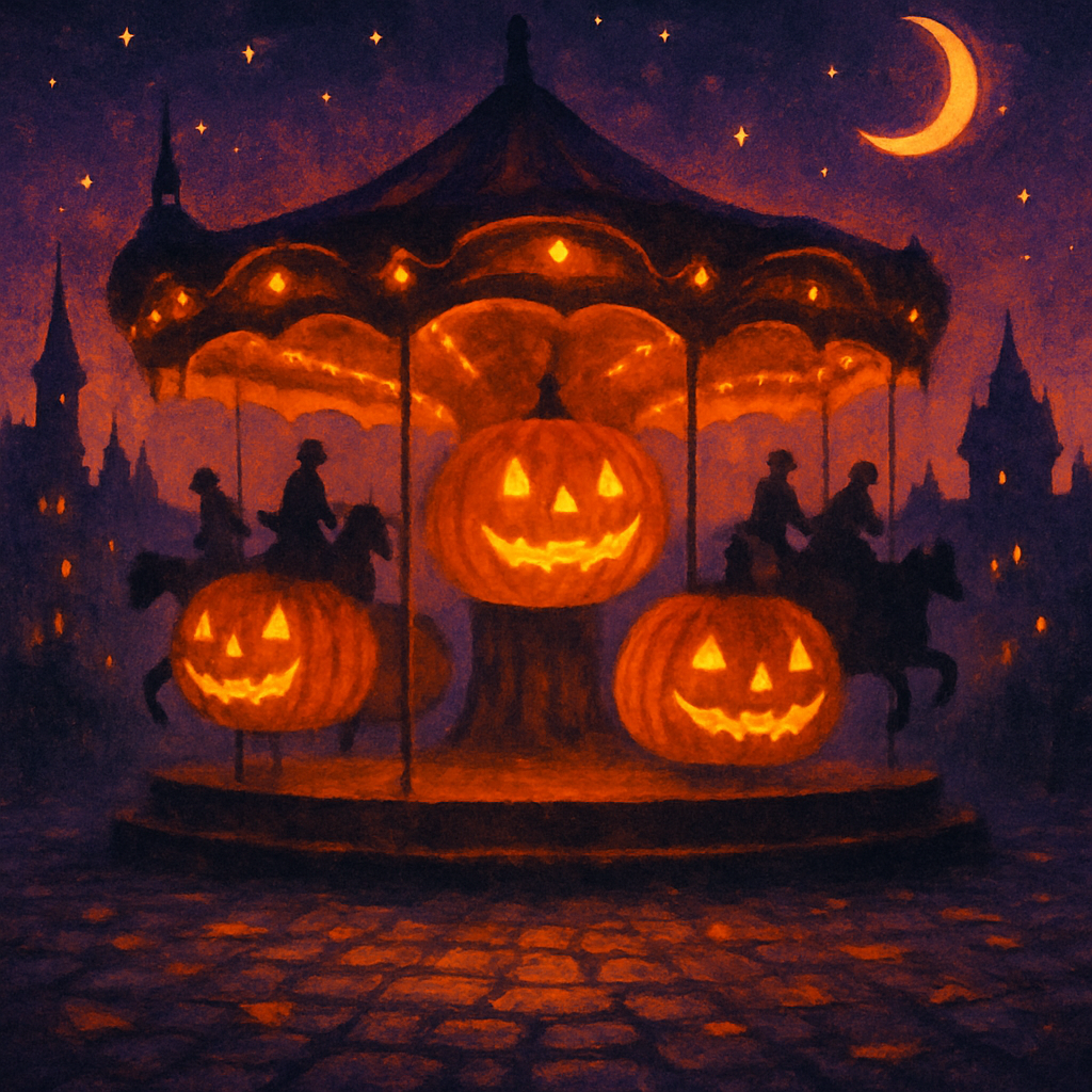 Midnight Pumpkin Carousel Number painting