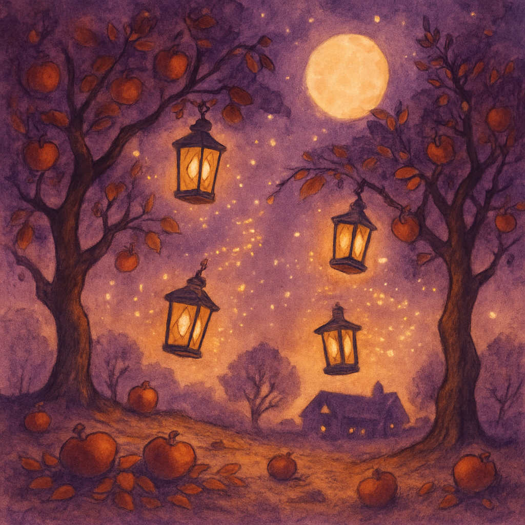 Midnight Orchard Lantern Dance Numbered painting kits